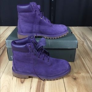 purple suede timberlands